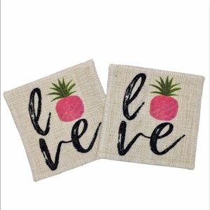 🍽2 Sets/$20🍽 Linen L🍍VE Coasters